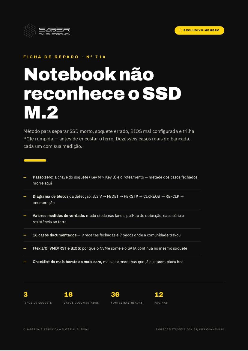Notebook que não reconhece SSD M.2 NVMe ou SATA — método — Ficha de Reparo da placa
