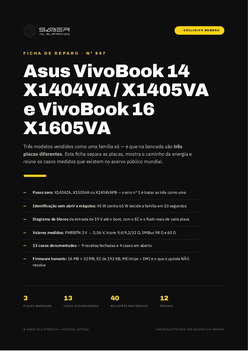 Asus VivoBook 14 X1404VA / X1405VA e VivoBook 16 X1605VA (Intel 13ª, 2023-24) — Ficha de Reparo da placa