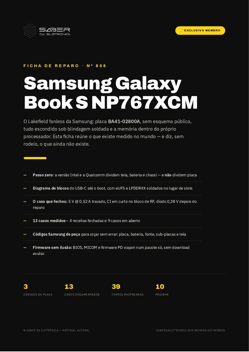 Samsung Galaxy Book S NP767XCM (Intel Lakefield, 2021) — Ficha de Reparo da placa