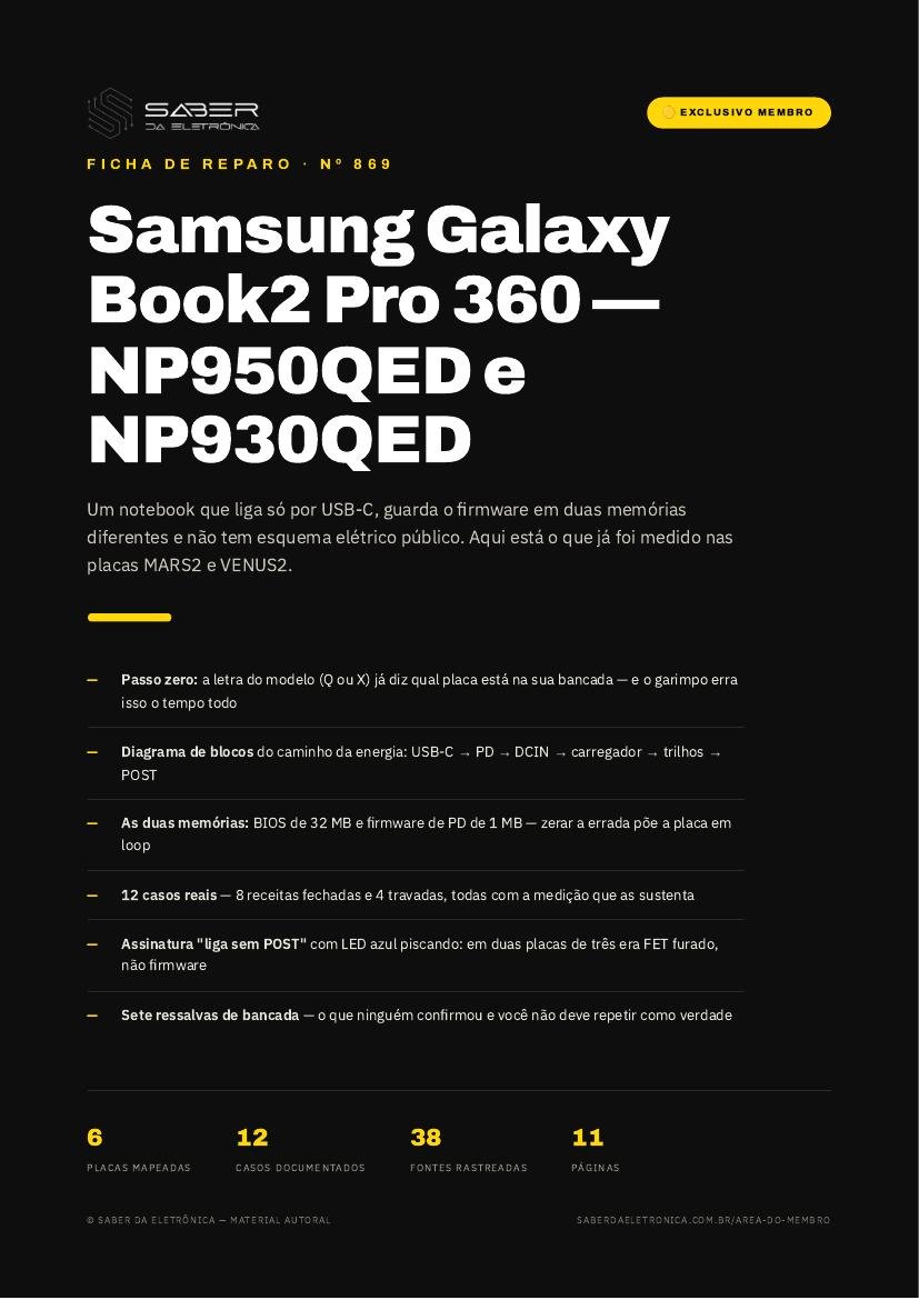 Samsung Galaxy Book2 Pro 360 NP950QED e Galaxy Book Pro 360 NP930QED (2022) — Ficha de Reparo da placa