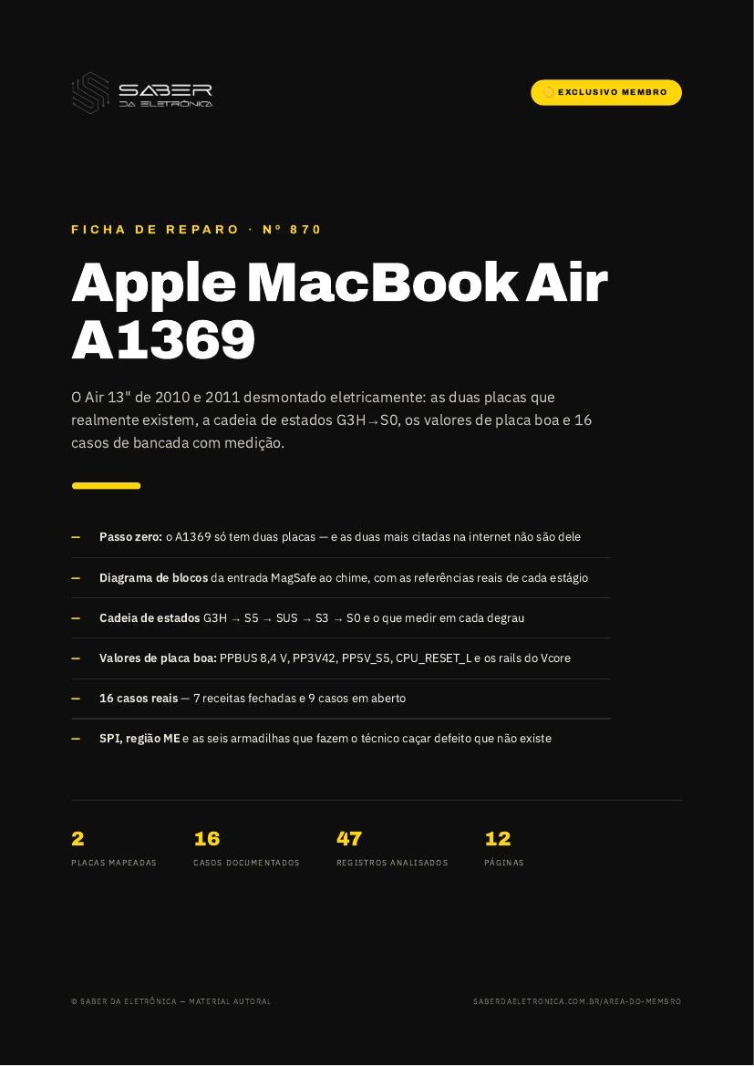 Apple MacBook Air A1369 (13 polegadas, 2010-2012) — Ficha de Reparo da placa
