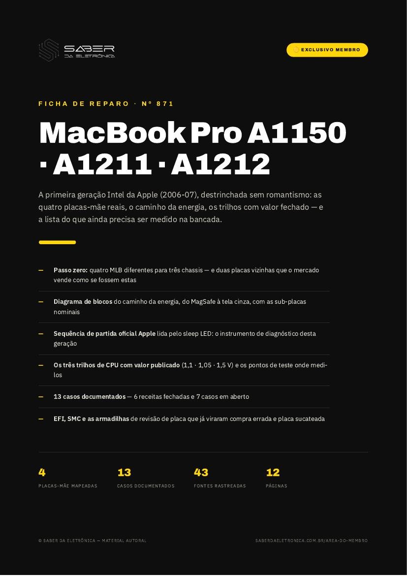 Apple MacBook Pro A1150 / A1211 / A1212 (primeira geração Intel, 2006-07) — Ficha de Reparo da placa