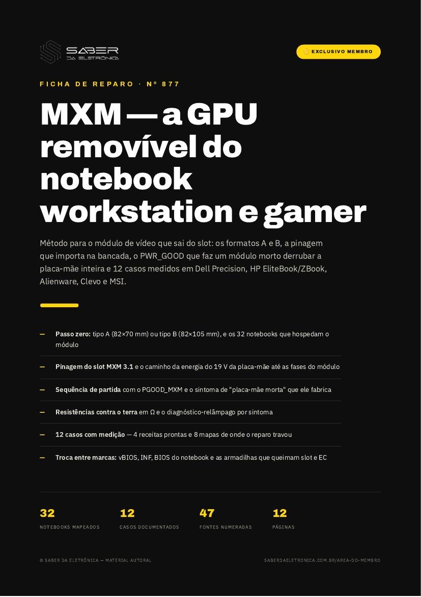 MXM — a GPU removível do notebook workstation e gamer (método) — Ficha de Reparo da placa