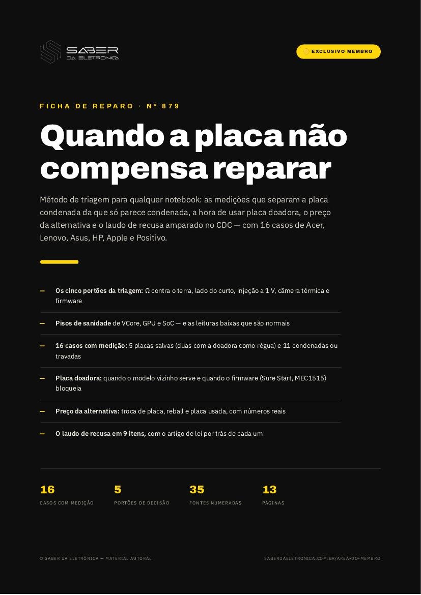 Quando a placa não compensa reparar — triagem de custo, peça, placa donor e o laudo (método) — Ficha de Reparo da placa