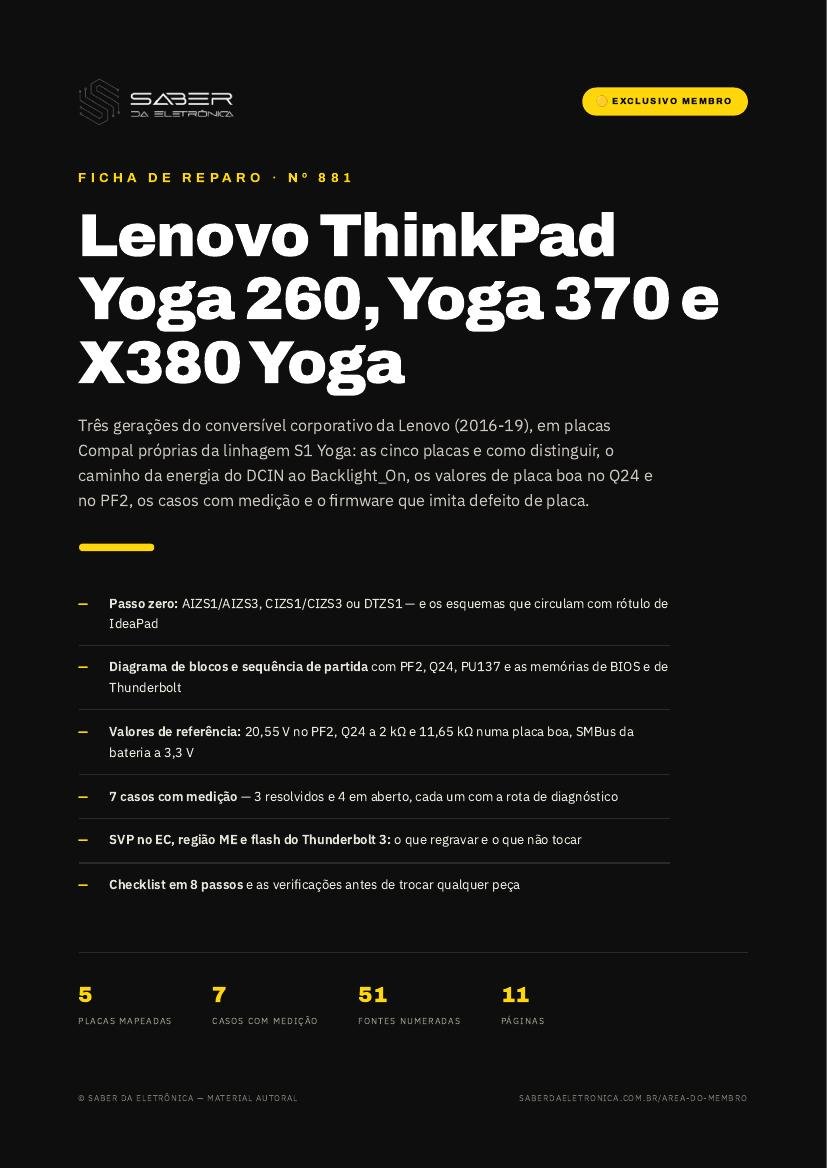 Lenovo ThinkPad Yoga 260 / Yoga 370 e ThinkPad X380 Yoga (conversível corporativo, 2016-19) — Ficha de Reparo da placa