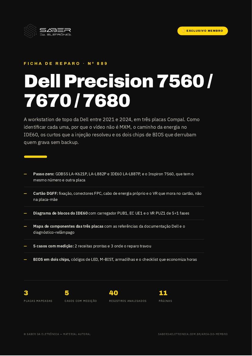 Dell Precision 7560 / 7670 / 7680 (workstation de topo, 2021-24) — Ficha de Reparo da placa