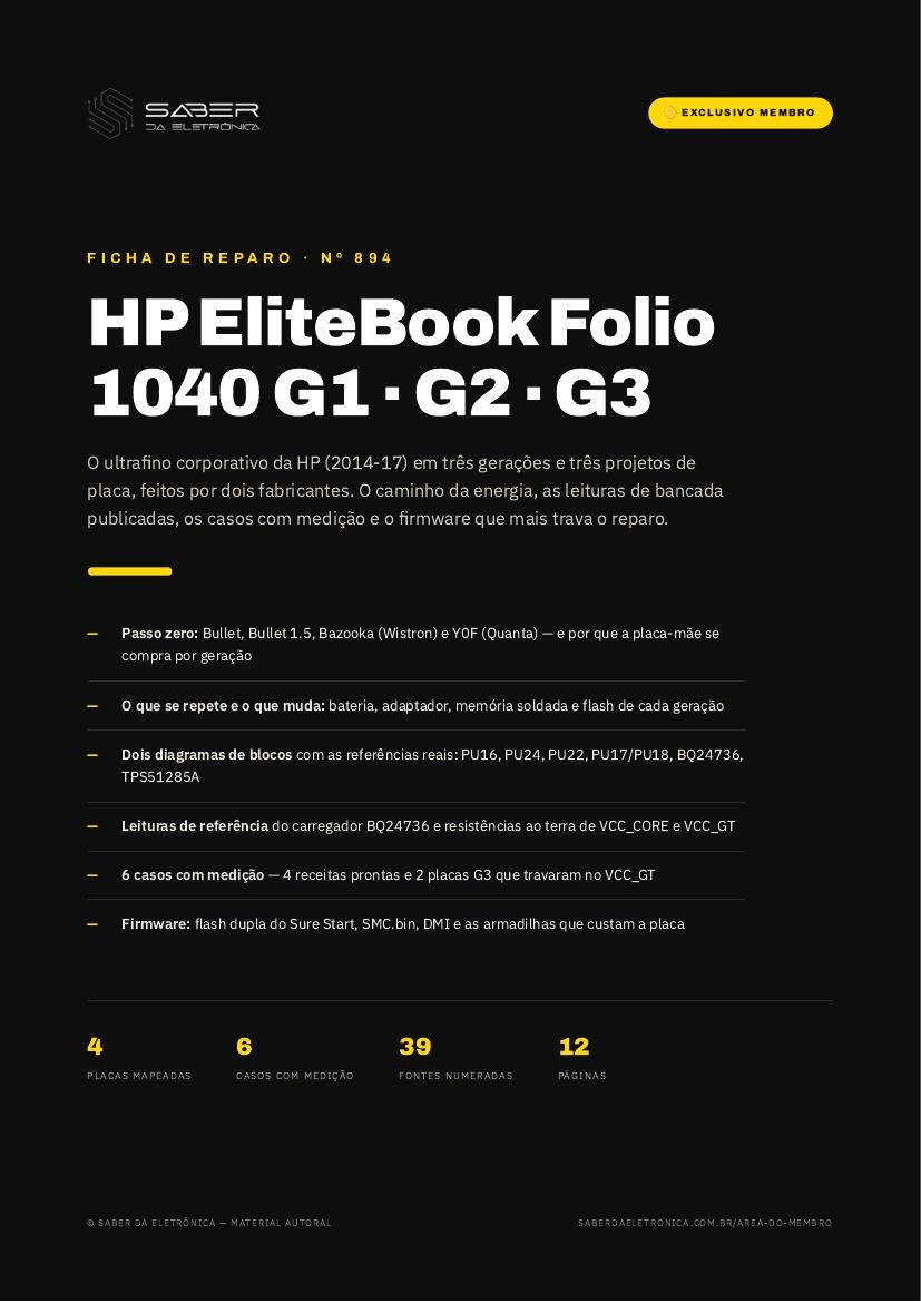 HP EliteBook Folio 1040 G1 / G2 / G3 (ultrafino corporativo, 2014-17) — Ficha de Reparo da placa