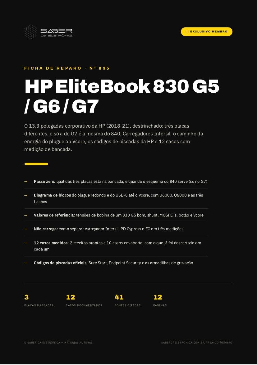 HP EliteBook 830 G5 / G6 / G7 (13,3 polegadas corporativo, 2018-21) — Ficha de Reparo da placa
