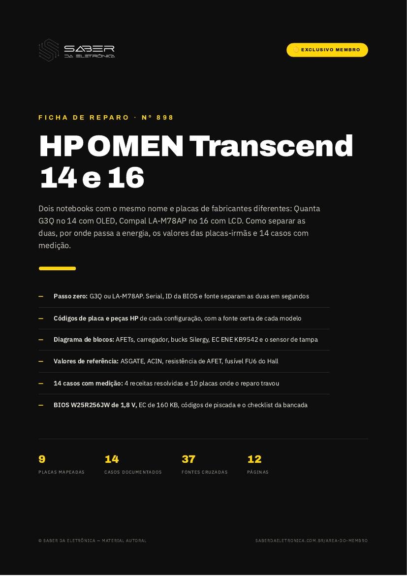 HP OMEN Transcend 14 e OMEN Transcend 16 (2023-24) — Ficha de Reparo da placa