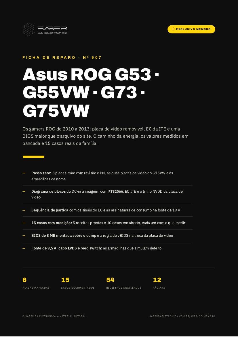 Asus ROG G53 / G55VW / G73 / G75VW (gamer clássico, 2010-13) — Ficha de Reparo da placa