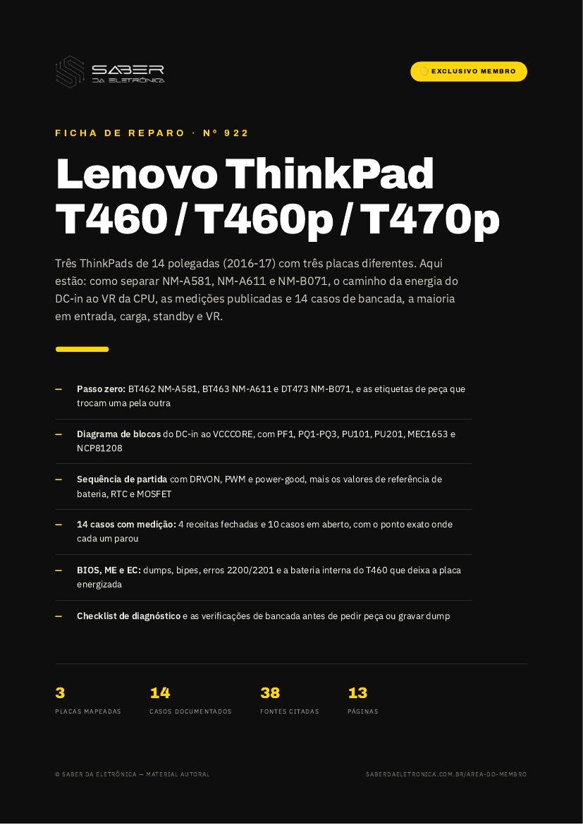 Lenovo ThinkPad T460 / T460p / T470p (14 polegadas, 2016-17) — Ficha de Reparo da placa