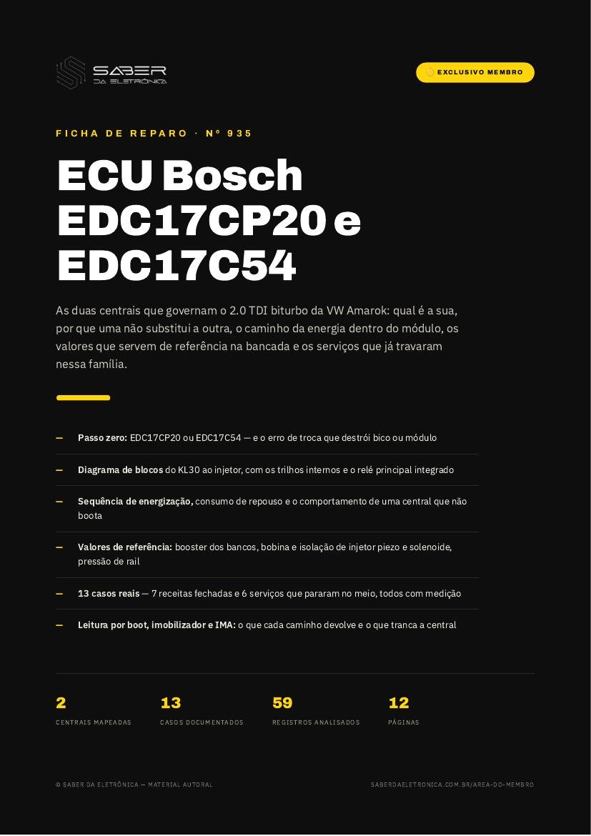 ECU Bosch EDC17CP20 e EDC17C54 — VW Amarok 2.0 TDI biturbo — Ficha de Reparo da placa