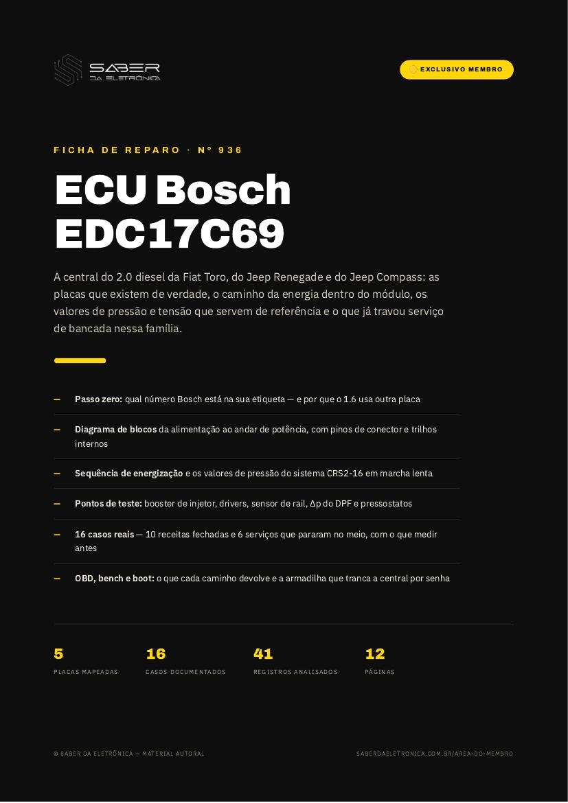 ECU Bosch EDC17C69 — Fiat Toro, Jeep Renegade e Compass 2.0 diesel — Ficha de Reparo da placa