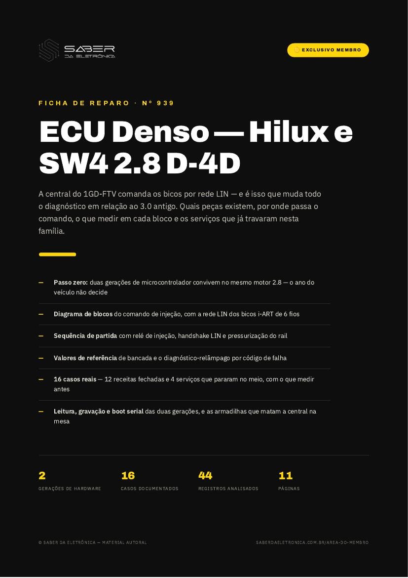 ECU Denso — Toyota Hilux e SW4 2.8 D-4D (1GD-FTV) — Ficha de Reparo da placa