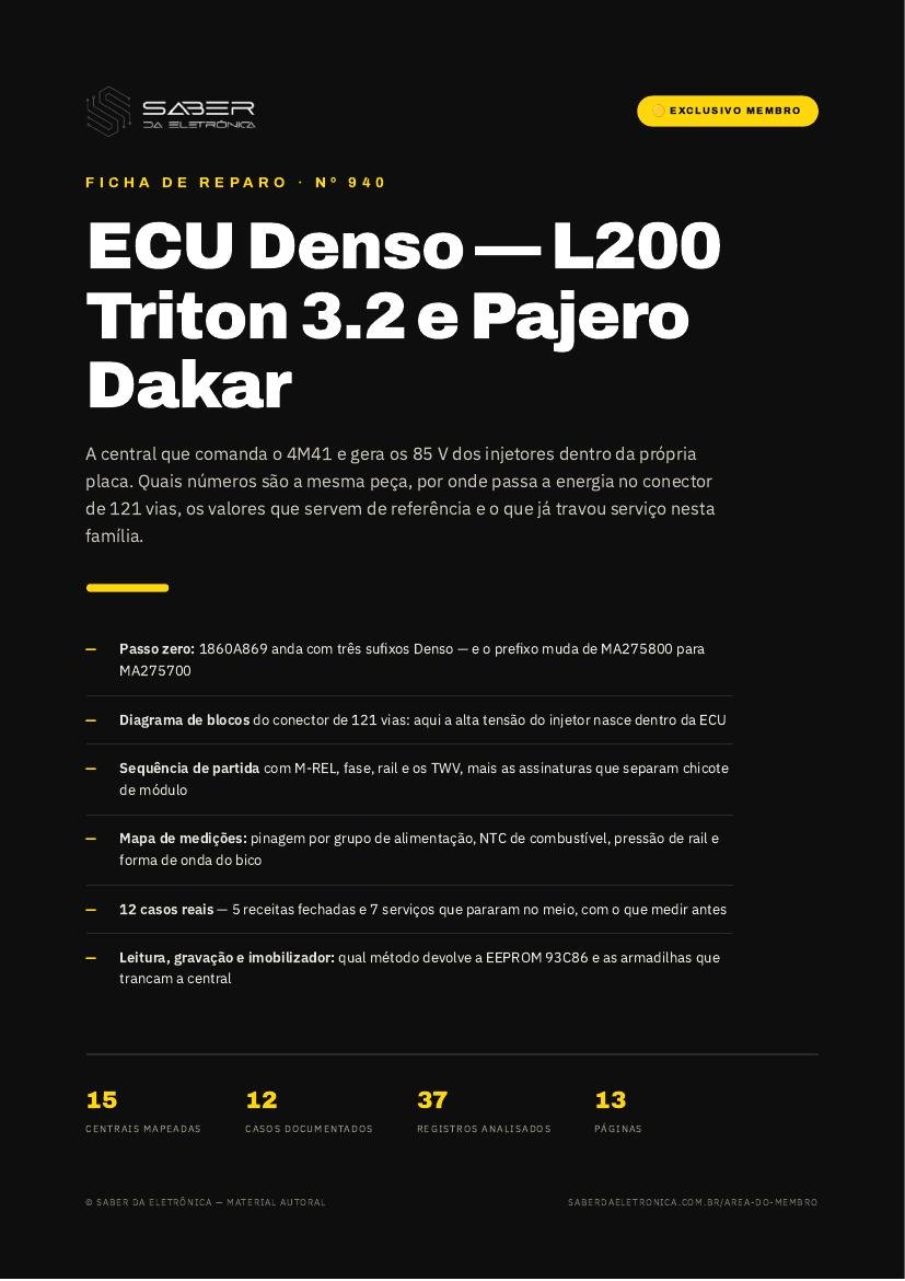 ECU Denso — Mitsubishi L200 Triton 3.2 (4M41) e Pajero Dakar — Ficha de Reparo da placa