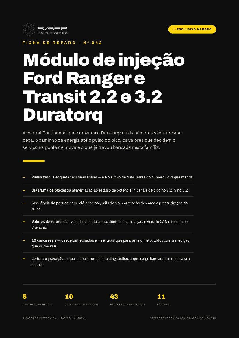 Módulo de injeção Ford Ranger e Transit 2.2 e 3.2 Duratorq — Ficha de Reparo da placa