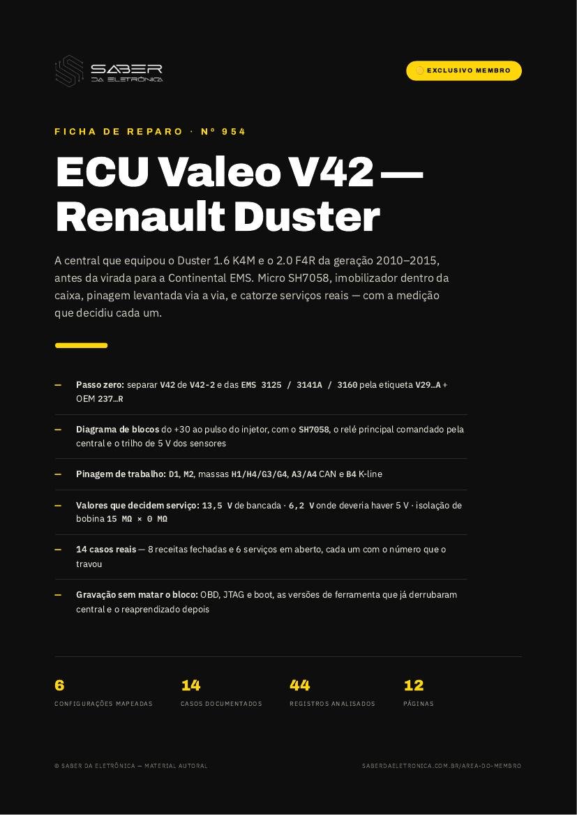 ECU Valeo V42 — Renault Duster 1.6 e 2.0 — Ficha de Reparo da placa