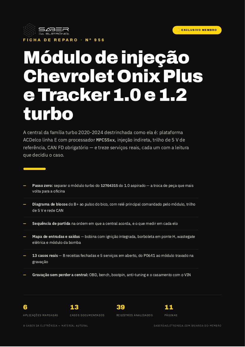Módulo de injeção Chevrolet Onix Plus e Tracker 1.0 e 1.2 turbo — Ficha de Reparo da placa