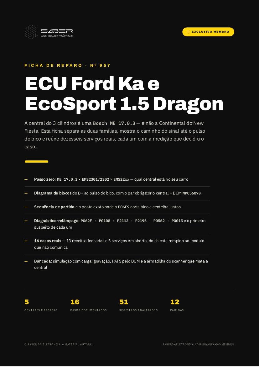 ECU Ford Ka e EcoSport 1.5 Dragon — Ficha de Reparo da placa
