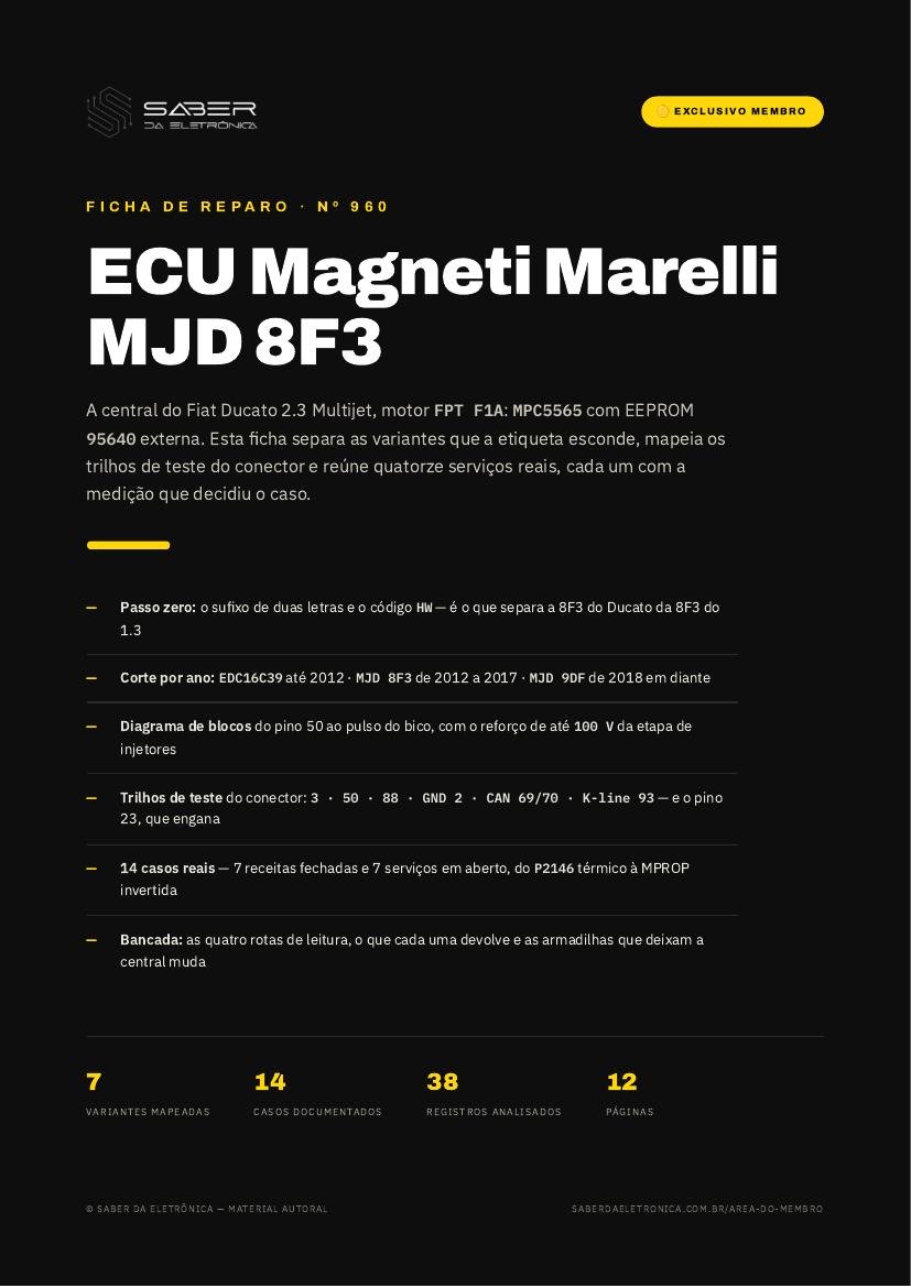 ECU Magneti Marelli MJD 8F3 — Fiat Ducato 2.3 Multijet — Ficha de Reparo da placa