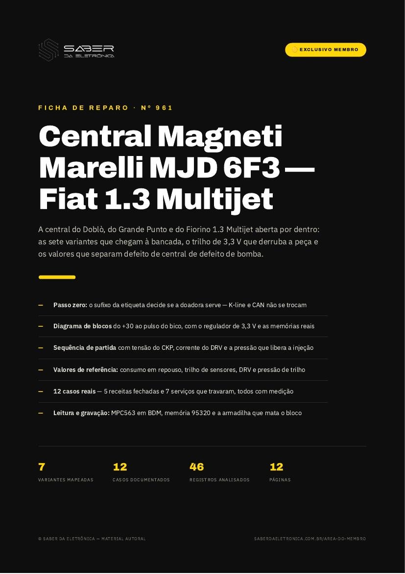 ECU Magneti Marelli MJD 6F3 — Fiat Doblò e Punto 1.3 Multijet — Ficha de Reparo da placa
