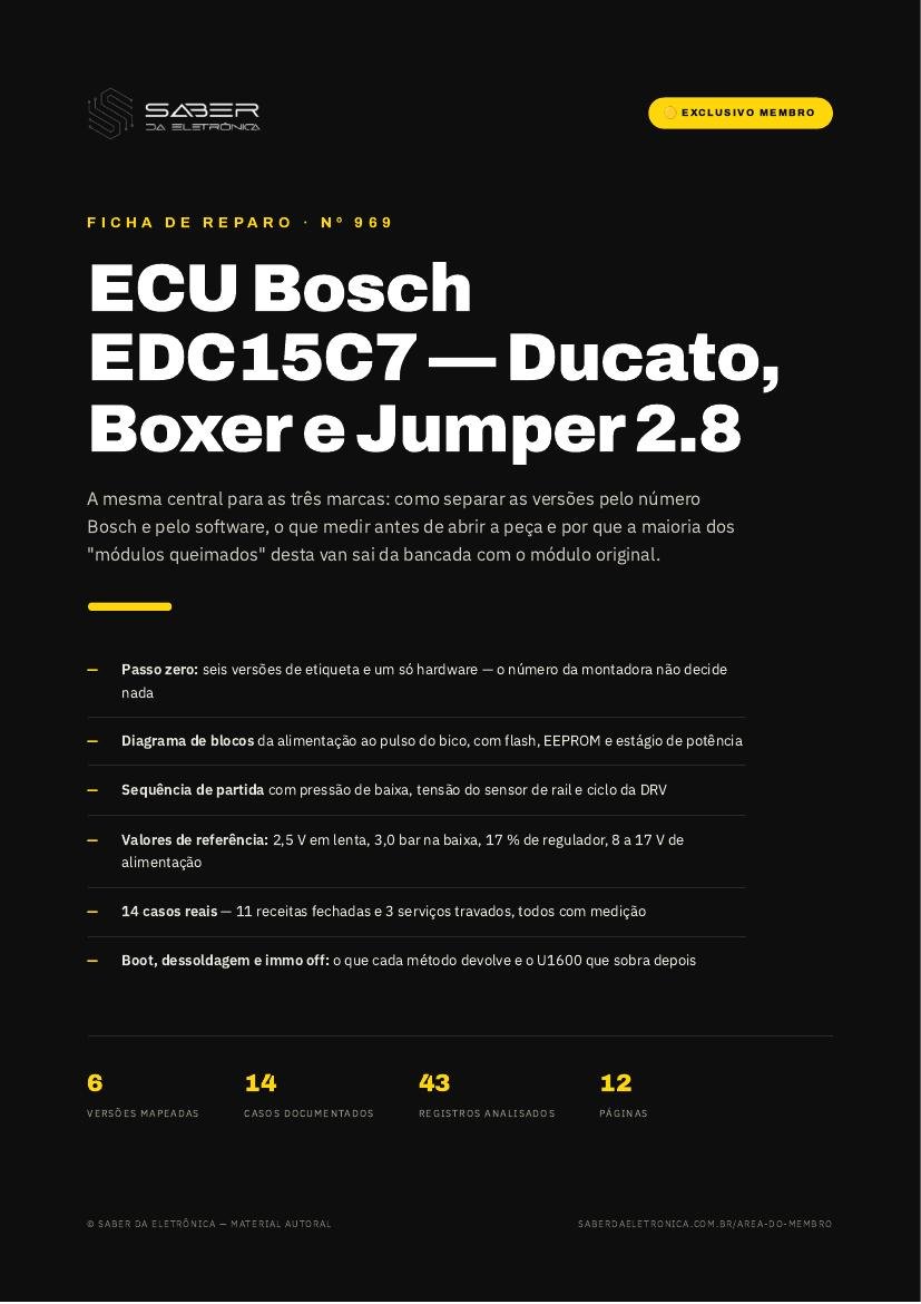 ECU Bosch EDC15C7 — Fiat Ducato 2.8 JTD, Peugeot Boxer e Citroën Jumper 2.8 HDi — Ficha de Reparo da placa