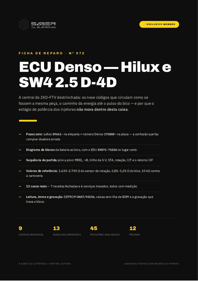ECU Denso — Toyota Hilux e SW4 2.5 D-4D (2KD-FTV) — Ficha de Reparo da placa