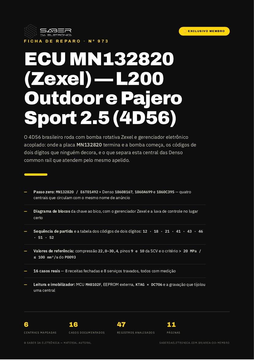 ECU MN132820 (Zexel) — L200 Outdoor e Pajero Sport 2.5 (4D56) — Ficha de Reparo da placa