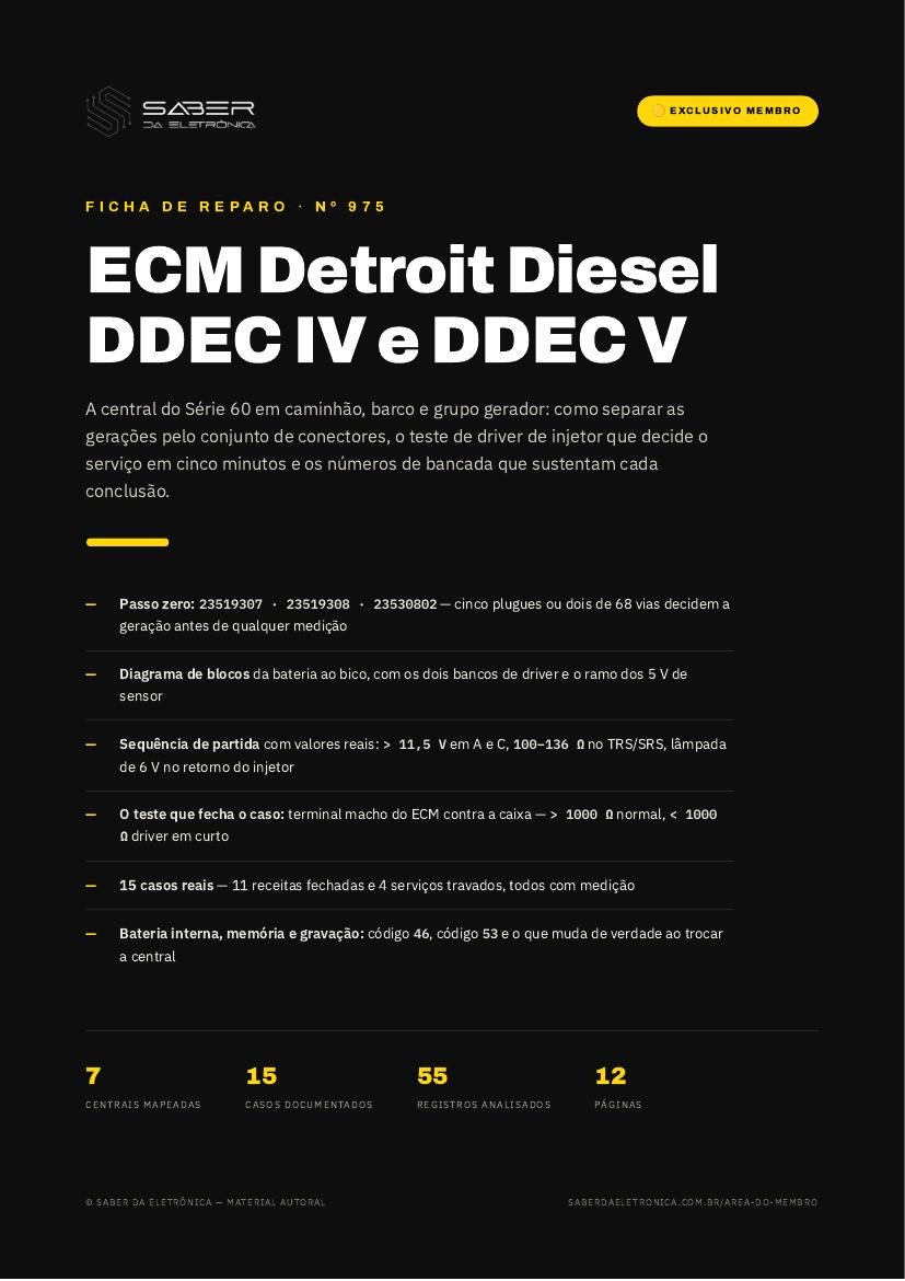 ECM Detroit Diesel DDEC IV e DDEC V — Série 60 em caminhão, marítimo e grupo gerador — Ficha de Reparo da placa
