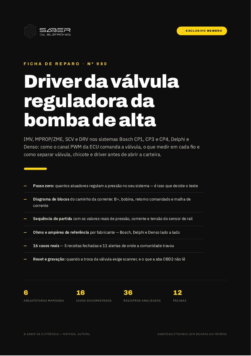 Driver da válvula reguladora da bomba de alta (IMV, MPROP, DRV) — CP1, CP3 e CP4 — Ficha de Reparo da placa