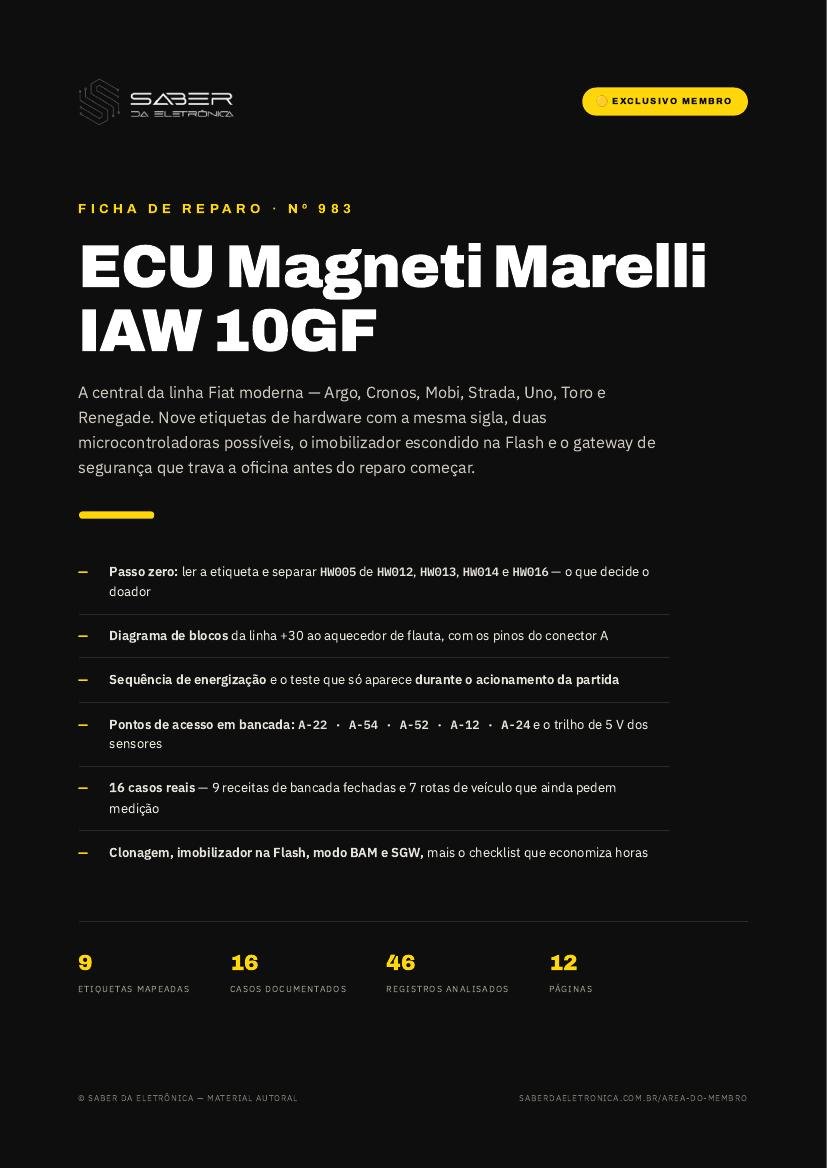 ECU Magneti Marelli IAW 10GF — Fiat Argo, Cronos, Mobi e Strada (Firefly 1.0/1.3 e 1.8 E.torQ) — Ficha de Reparo da placa