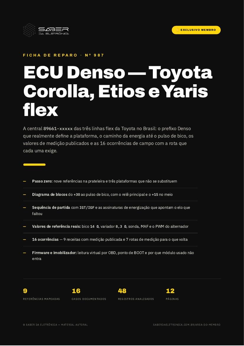 ECU Denso — Toyota Corolla, Etios e Yaris flex — Ficha de Reparo da placa