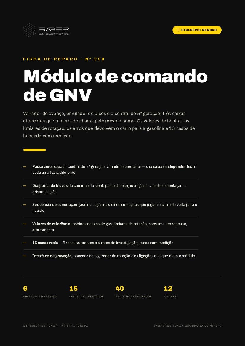 Módulo de comando de GNV — variador de avanço, emulador de bicos e a convivência com a ECU — Ficha de Reparo da placa
