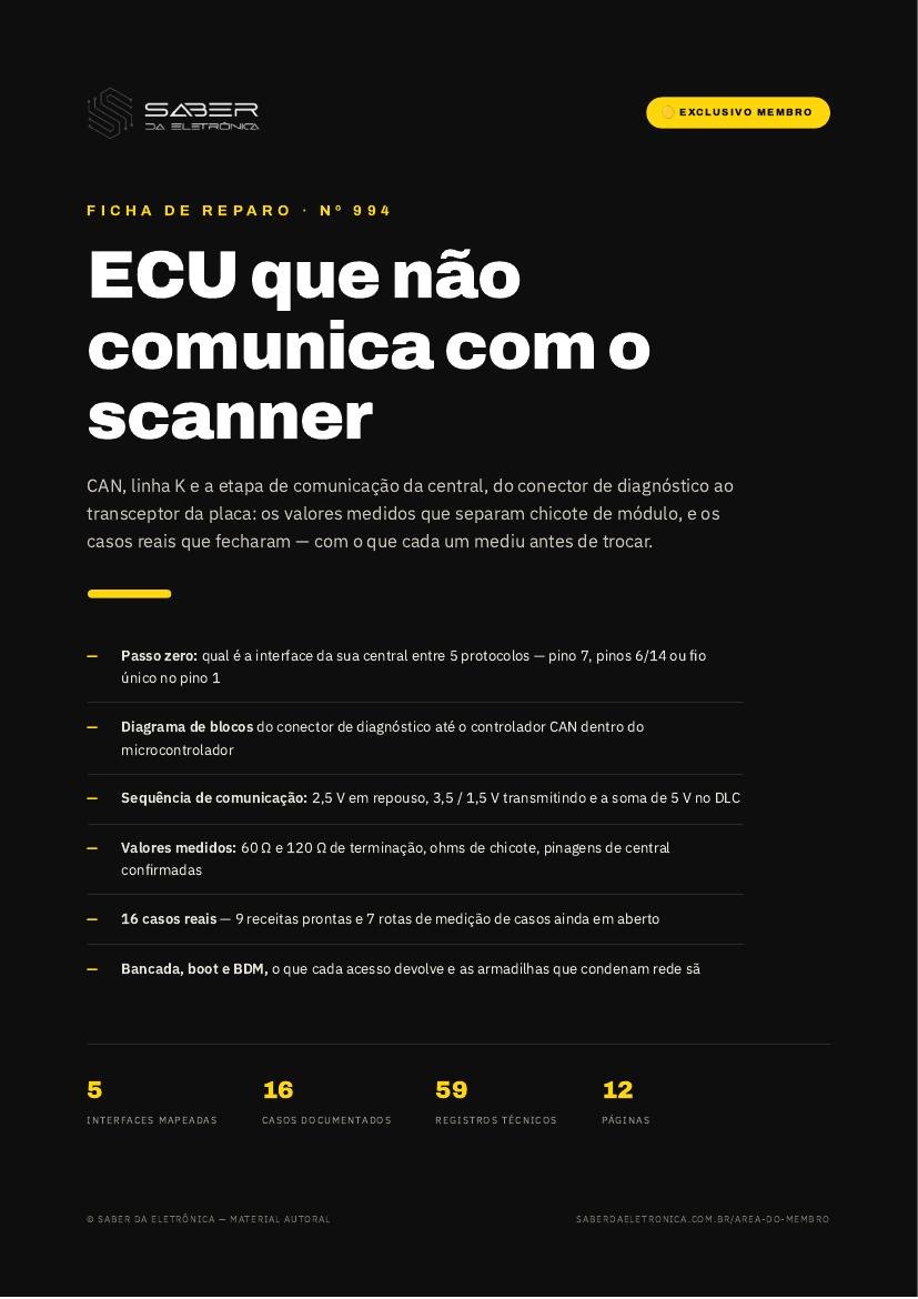ECU que não comunica com o scanner — CAN, K-Line e a etapa de comunicação — Ficha de Reparo da placa